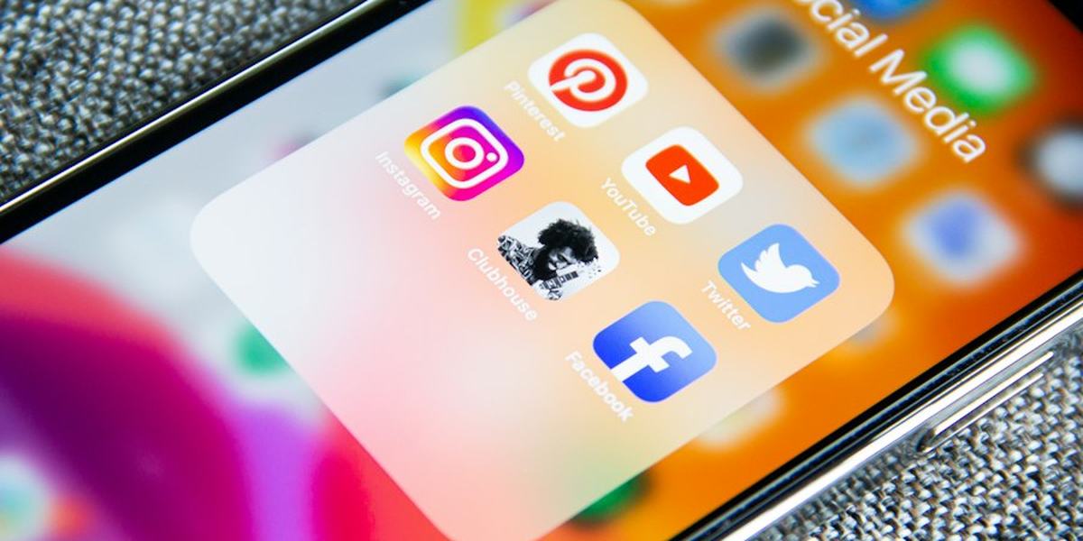 Social media app icons on a smartphone screen