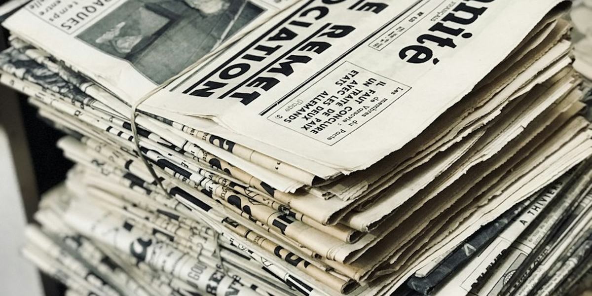 A thick bundle of newspapers