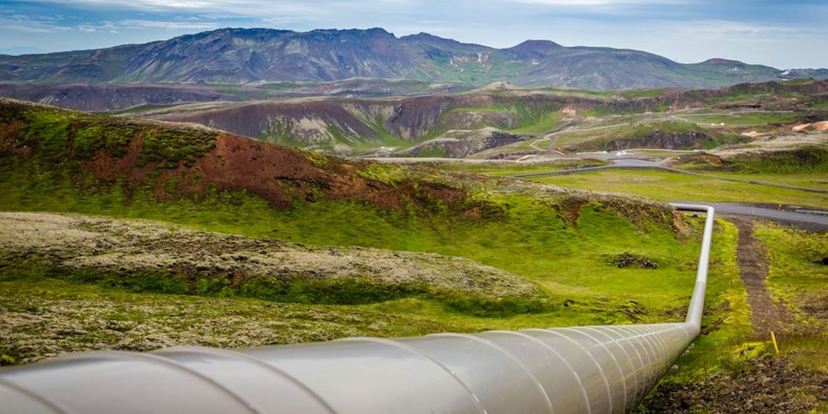 A pipeline running through open countryside