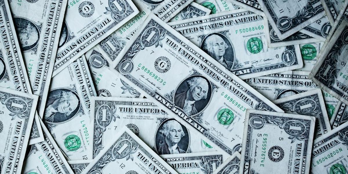 A spread of United States dollar bills